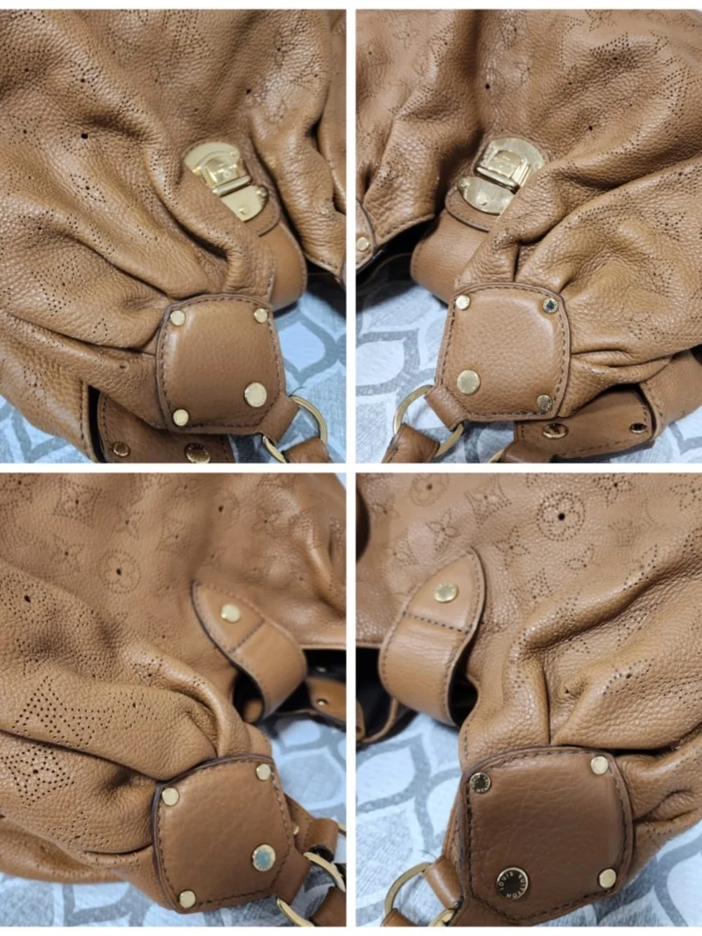 Authentic LOUIS VUITTON Mahina L Hobo Bag Brown